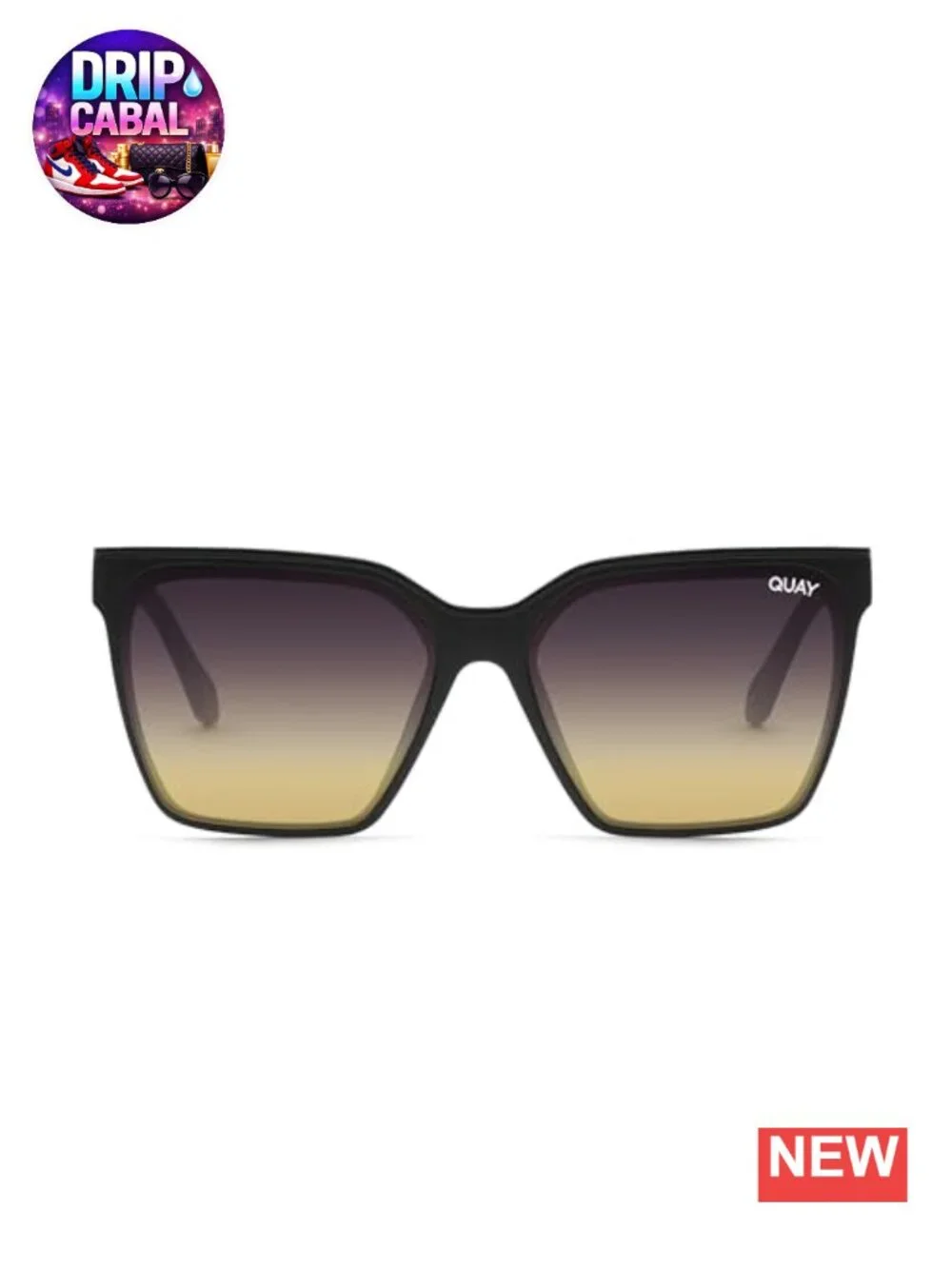 Oversized Square Sunglasses with UV Protection, Built-In Nose Pads, Case and